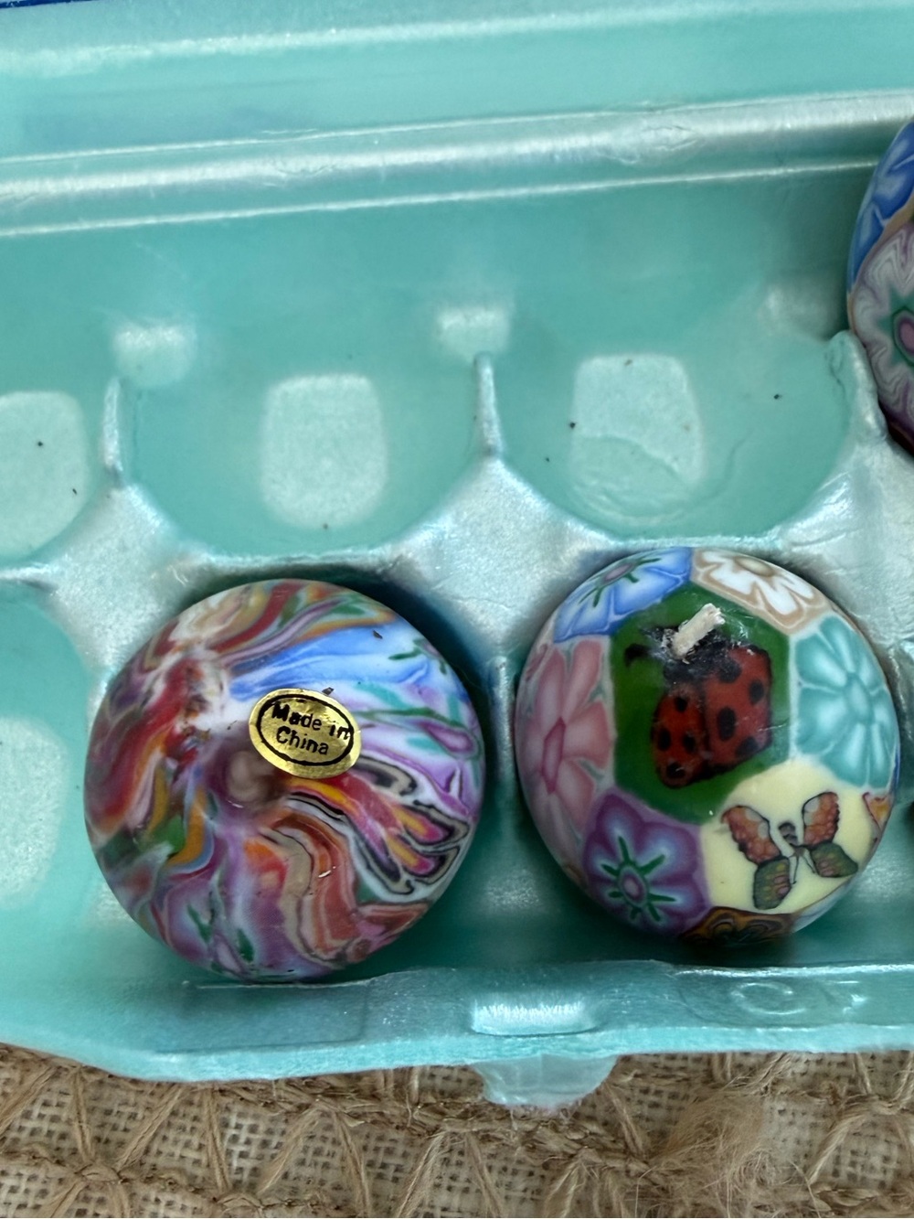 Set of 12 wax candles Easter , Floral, butterfly & Ladybug Design - Picture 6 of 6